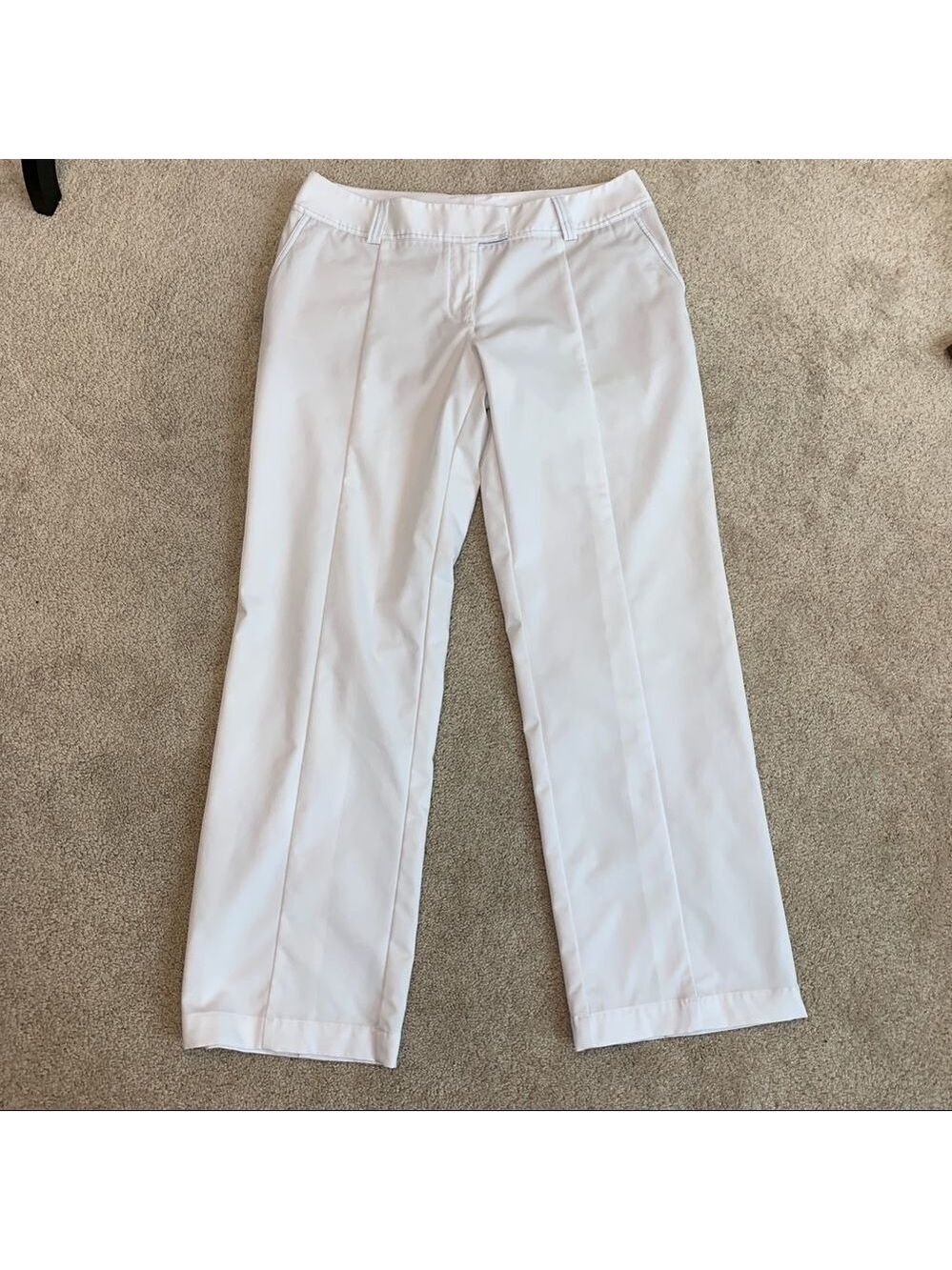 Adidas ClimaLite White pants capris blue stripe golf Sz 12 NWOT